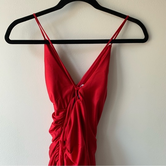 XSCAPE JERSEY LACE UP Side Slit GOWN Sz‎ 4 NWT - Picture 8 of 10